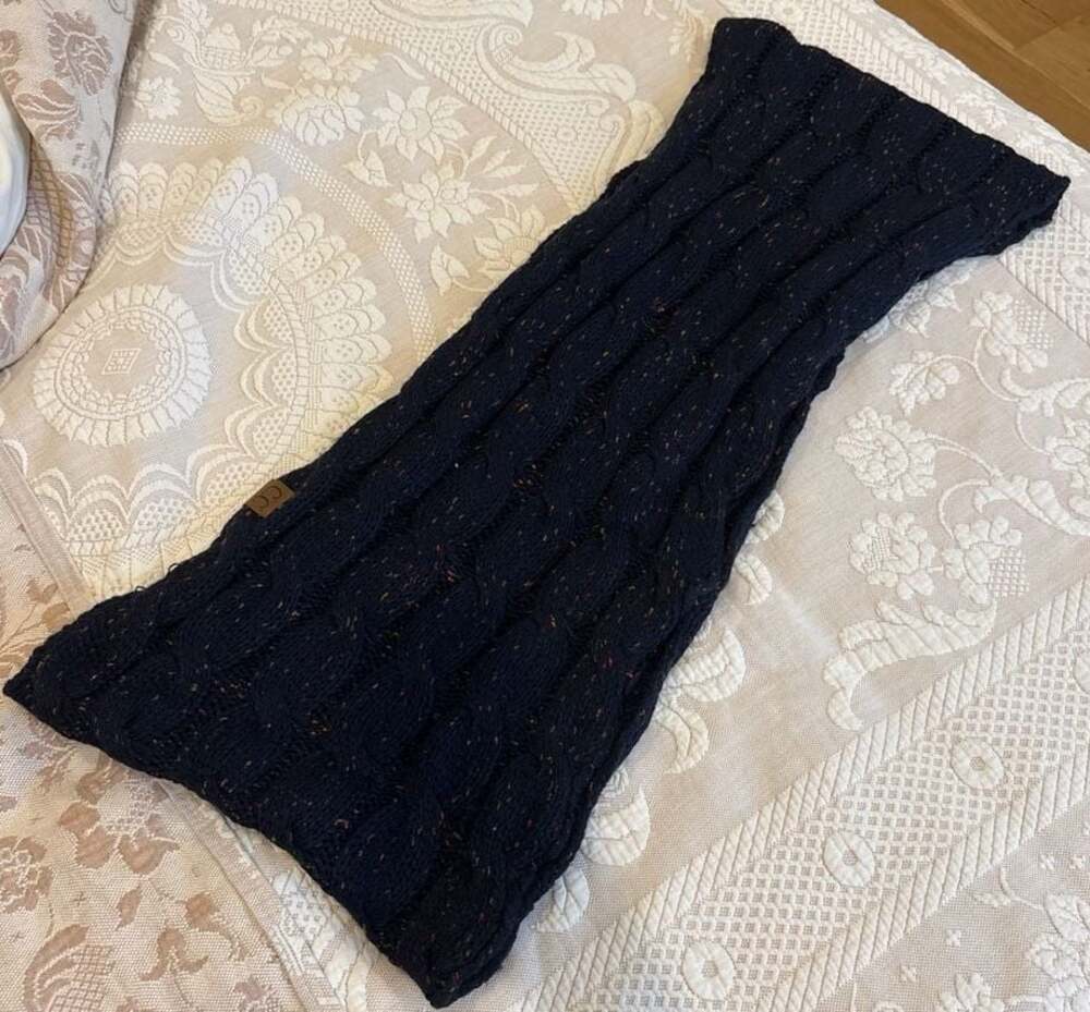 C.C. Navy Blue Cable Knit Confetti Speckled Infinity Scarf